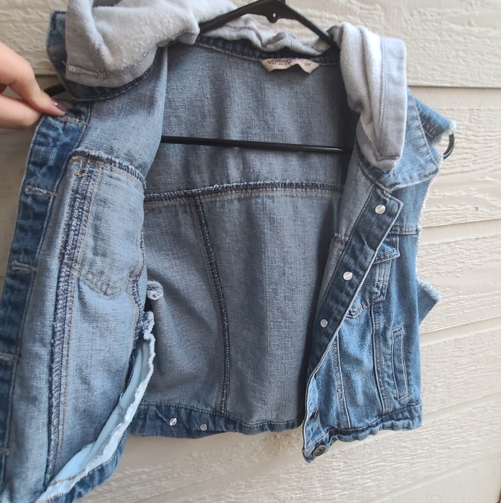 Highway jeans Casual denim hooded vest jacket L - Picture 6 of 11
